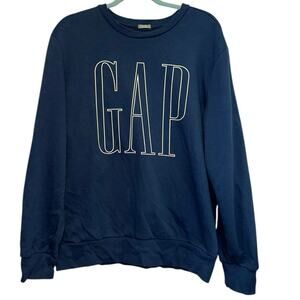 Gap Sweatshirt Medium Blue Crewneck Logo Pullover Minimalist Casual Athleisure